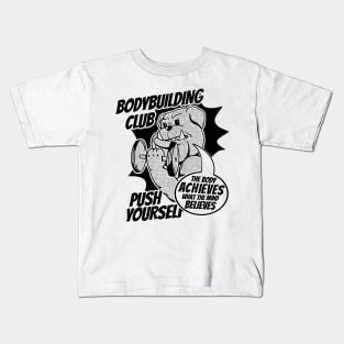 Bodybuilding Club Push Yourself Bulldog Muscle Kids T-Shirt